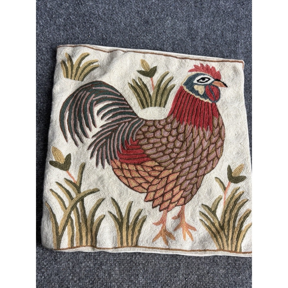 Embroidered Rooster Pillow Case 15x15 Buttermom